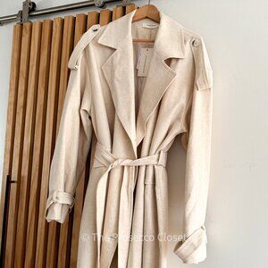 NWT Commense Ivory Textured Trench Coat (L)